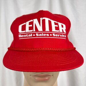 Vintage 90s CENTER Rental Sales Adult OS Red White Retro Rope Snapback Hat Cap